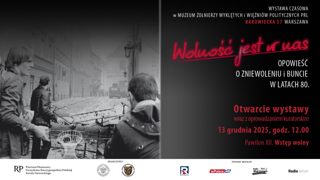 Nowa wystawa o stanie wojennym. Plakat reklamujący jej otwarcie.